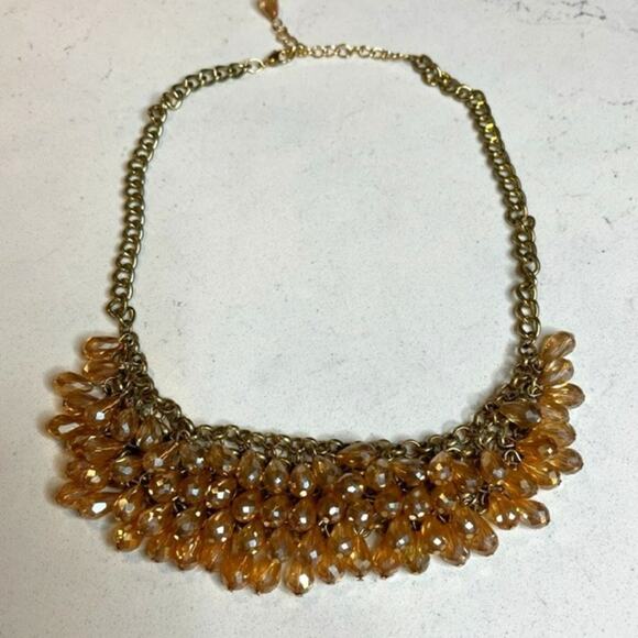 Vintage Topaz Rhinestone Bib Necklace - Picture 2 of 10